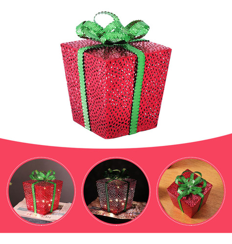 Caja De Regalo Luminosa Led De Hierro, Caja De Regalo De Nav