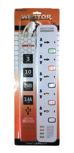Supresor De Picos 5 Salidas + 4 Usb Wt-295usb Westor Mihaba