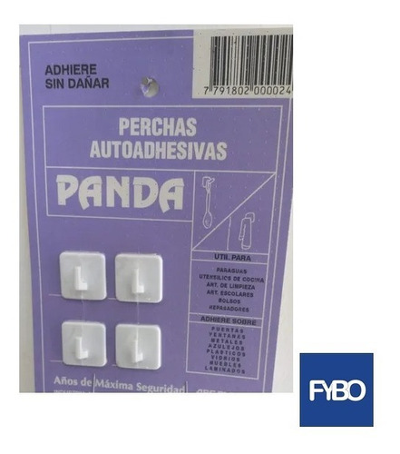 Imagen 1 de 3 de Percha Autoadhesiva Panda X 16 Unidades
