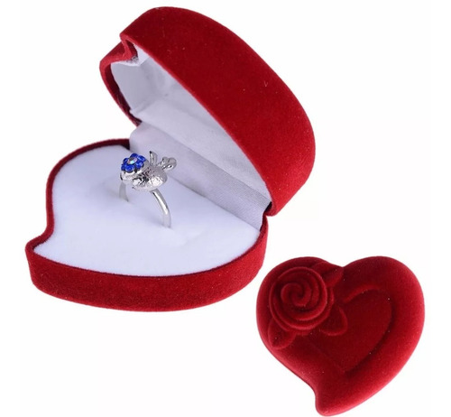 Imagen 1 de 1 de Caja Estuche Exhibidor Corazón De Terciopelo P/ Aros Anillo