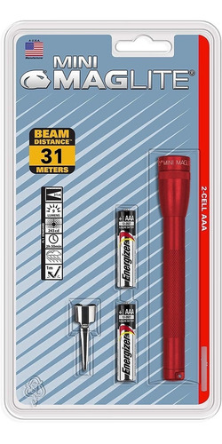 Maglite Mini Linterna Incandescente 2 Celdas Aaa Color Rojo