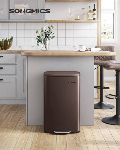 Lata De Lixo Songmics 50l Em Aço Inoxidável Com Fechamento S