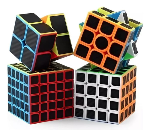 Pack 4 Cubos Tipo Fibra De Carbono 2x2, 3x3, 4x4, 5x5