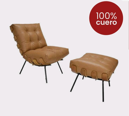 Sillón Modelo Costela + Puff 100% Cuero