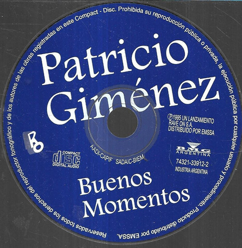 Patricio Gimenez Album Buenos Momentos Cd S/portada 