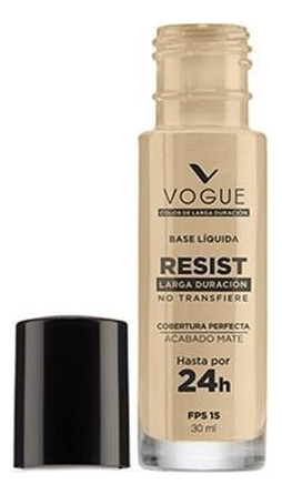 Base de maquillaje líquida Vogue Resist Resist Larga duración Base líquida Resist tono porcelana - 30mL 30g