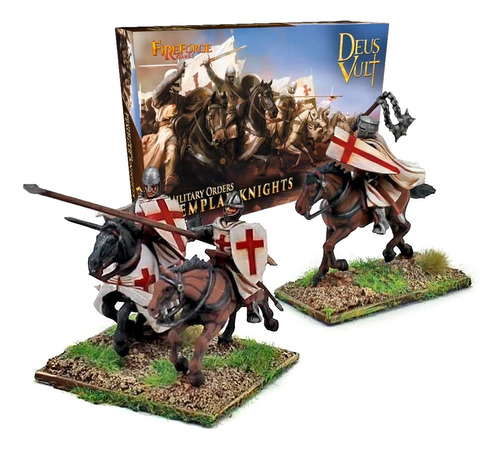 Caixa 12 Minis Templar Knights Cavalry Fireforge Deus Vult
