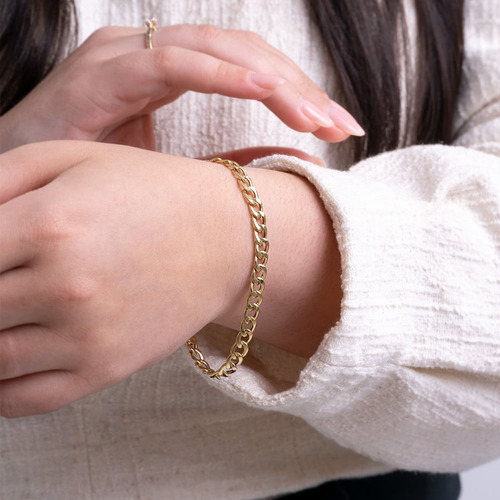 Pulseira Grumet De 6.0mm Em Ouro 10k Com Fecho Mola 20,0 Cm