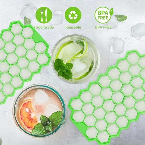 Cubeta Para Cubitos De Hielo De Silicona Con Tapa Tipo Panal