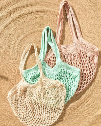 Bolsa De Compra Trenzada Algodón Eco Reutilizable Crochet