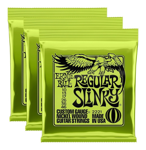 Imagem 1 de 5 de Corda Ernie Ball Regular Slinky 010 Guitarra Kit C/ 3 Jogos