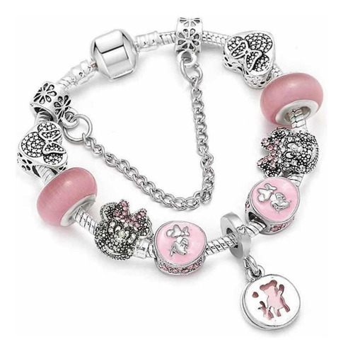 Pulsera Mimi Mickey Rosa Compatible Pandor Swarovsky Element