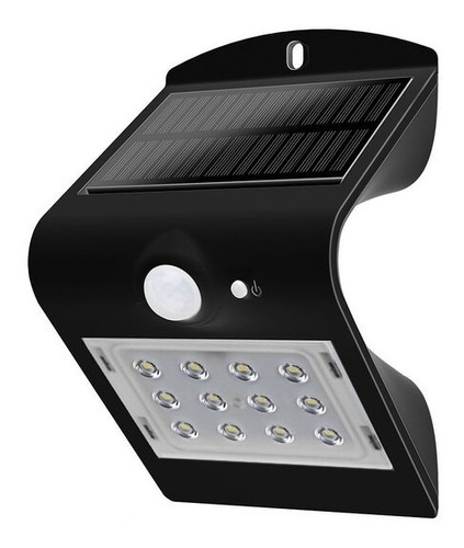 Arandela Solar Demi V Led 1,5w 3000k C/ Sensor De Mov. Pto