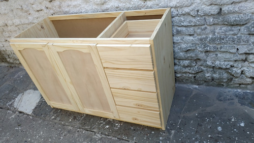 Imagen 5 de 10 de Bajo Mesada De Madera Pileta Bacha Cocina Guias Metalicas !