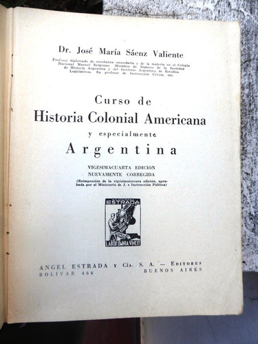 Curso De Historia Colonial Americana Y Especialmente Argenti