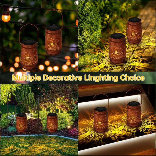Paquete De 2 Faroles Solares Led Decorativos De Metal Imperm Color De La Estructura
