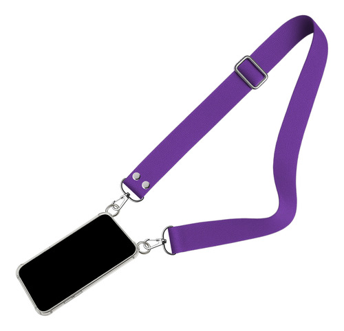 Funda Reforzada Para Motorola G53 + Correa Ancha Colgante Violeta Moto G53