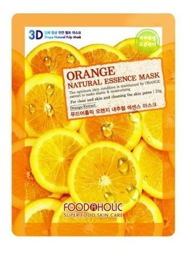 Mascarilla Facial Coreana, Pack X 5u., Naranja- Food A Holic