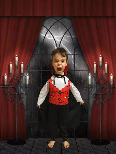 Fantasia Drácula Vampiro Infantil Criança Halloween Menino