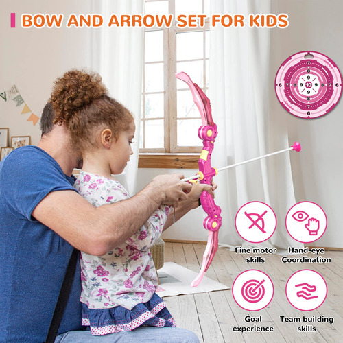 Juguete Arco Y Flecha Led Regalo Cumpleaños Niñas 5 A 12 Año Color