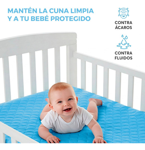 Plasticuna Protector Impermeable Para Corral Cuna Bebes Azul Liso