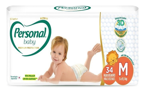 Fralda Descartável Personal Premium Tamanho M - 9 Pacotes Co