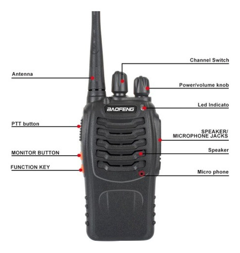 Kit 2 Radio Comunicador Walk Talk 16 Canales 5 Km Baofeng 88