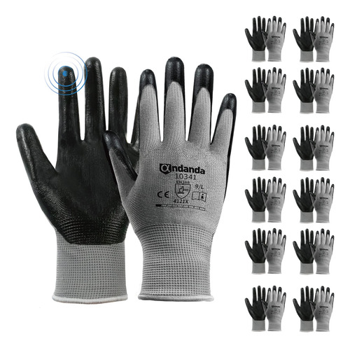 Andanda 12 Pares De Guantes De Trabajo, Tacto Inteligente, A