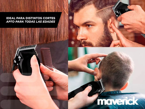 Imagen 7 de 10 de Maquina Cortar Pelo Profesional Peluqueria Maverick + Kit