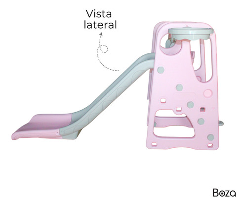 Centro De Diversión Infantil Resbaladilla Columpio Canasta Color Rosa