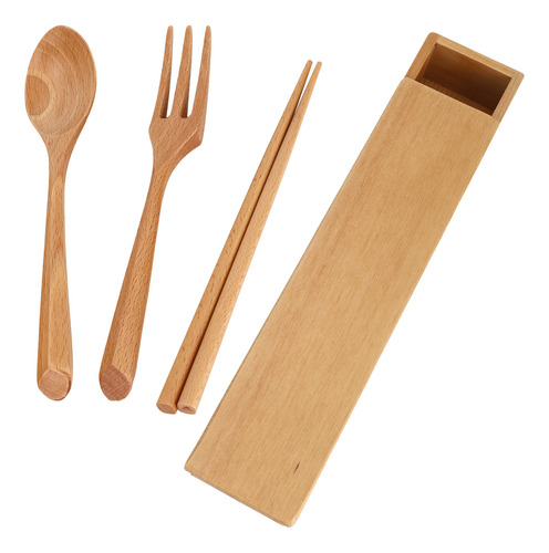 Juego De Vajilla Portátil Con Cuchara De Madera Reutilizable
