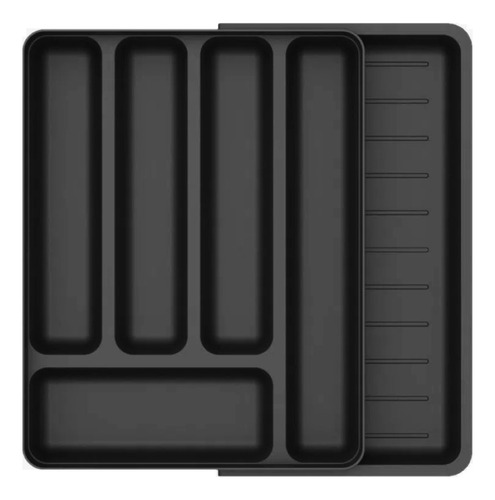 Organizador De Gaveta Extensível Talheres Utensílios Glacial Cor Preto