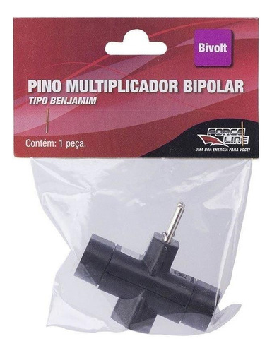 Pino Multiplicador 3 Tomadas Preto Force Line
