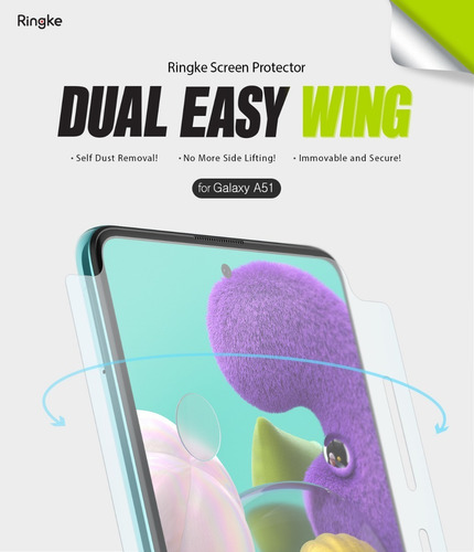 Imagen 3 de 10 de Film Dual Easy Wing Samsung A51 Ringke Pack X2 Con Alas Orig