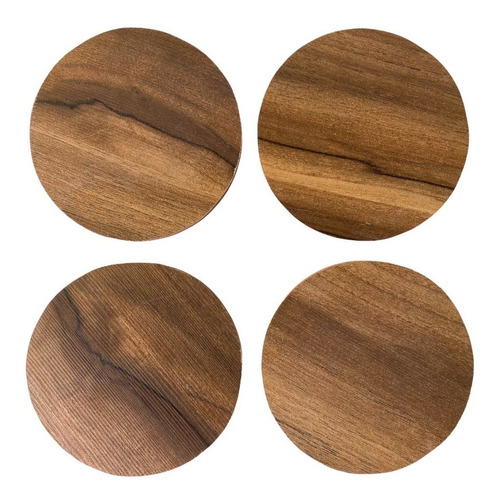 4 Posavasos De Madera Circular Redondo Varios Tonos