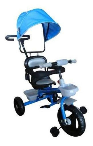 Triciclo Infantil Velotrol Com Capota Proteção Lateral Azul