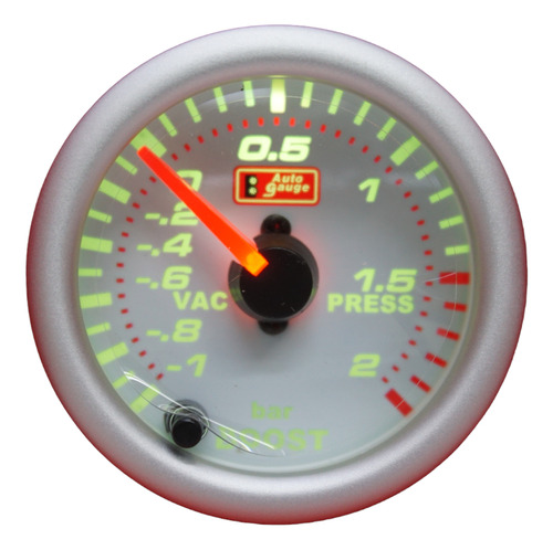 Reloj Presión De Turbo Bar Fondo Blanco 7 Colores Autogauge