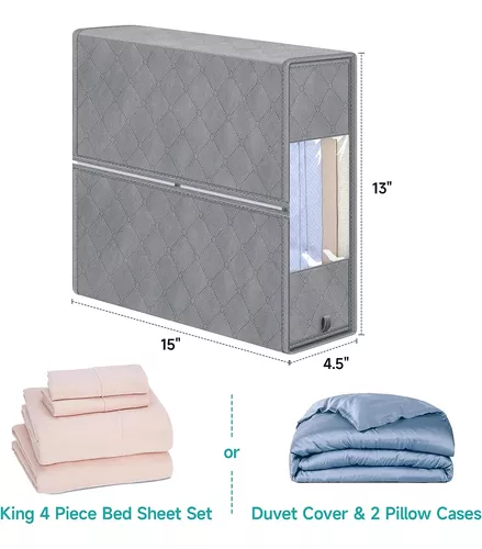 SheetCube - Organizador de sábanas y almacenamiento, paquete de 6,  organizador plegable de lino con ventana y etiqueta, contenedor de caja de
