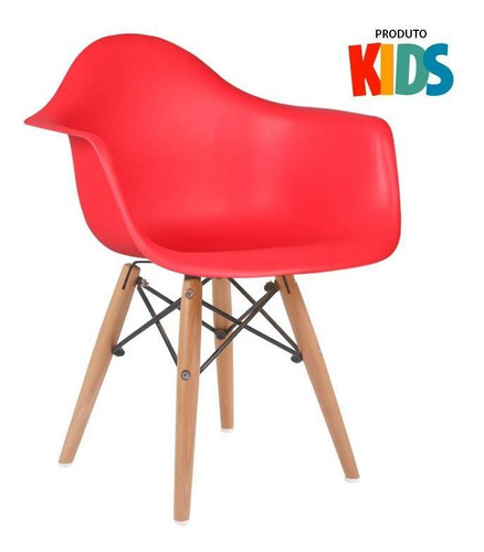 Cadeira Eames Junior Infantil  Com Braços  Kids Vermelho