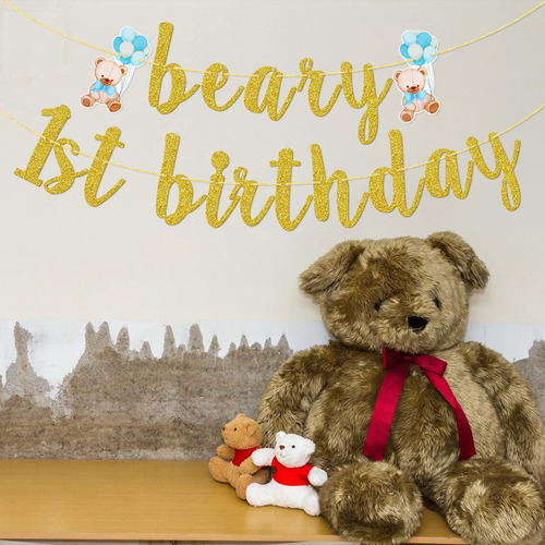 Birthday Banner Little Man Beary 1st Teddy Bear Theme