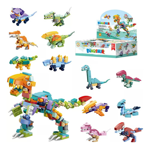 Set 12 Dinosaurios T-rex Bloques De Construccion Armables