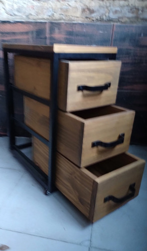Imagen 4 de 6 de Cajonera Industrial Escritorio Pc Ruedas Movil Hierro 30x45