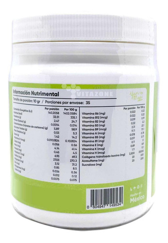 Imagen 5 de 8 de Colágeno Hidrolizado Yeri Mua 350 Grfresa Kiwi Sin Azúcar 3p