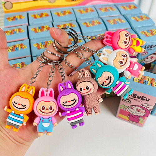 Llaveros 12 Pzs Labubu Sorpresa Mini Macaron Monster Vinilo 12pzs