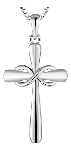 Yl Cruz Collar 925 Plata Esterlina Infinito Crucifijo Criss