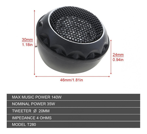 Cv 2 Peças De Alto-falante Tweeter For Carro 140w 12v 4ohm