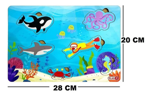 Imagen 4 de 6 de Juego Encastre Madera Volumen Mar Didácticos Infantil Plan Z