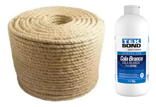 Corda Sisal Natural 6mm Artesanato 30 Metros + Cola Branca