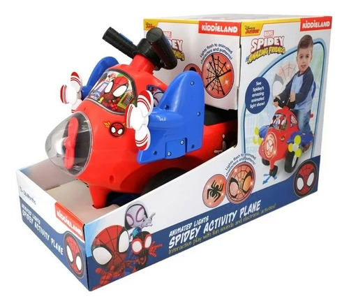 Avión Montable Kiddieland Disney Jr Spiderman Luz Y Sonido
