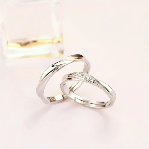 Imagen 3 de 3 de Anillos Plata Fina 925 Pareja Amor Compromiso Matrimonio